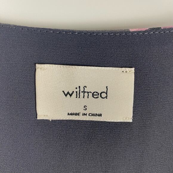 Wilfred Cropped Semi Sheer V Neck Blouse Gray Floral Womens Size Small - Picture 6 of 12